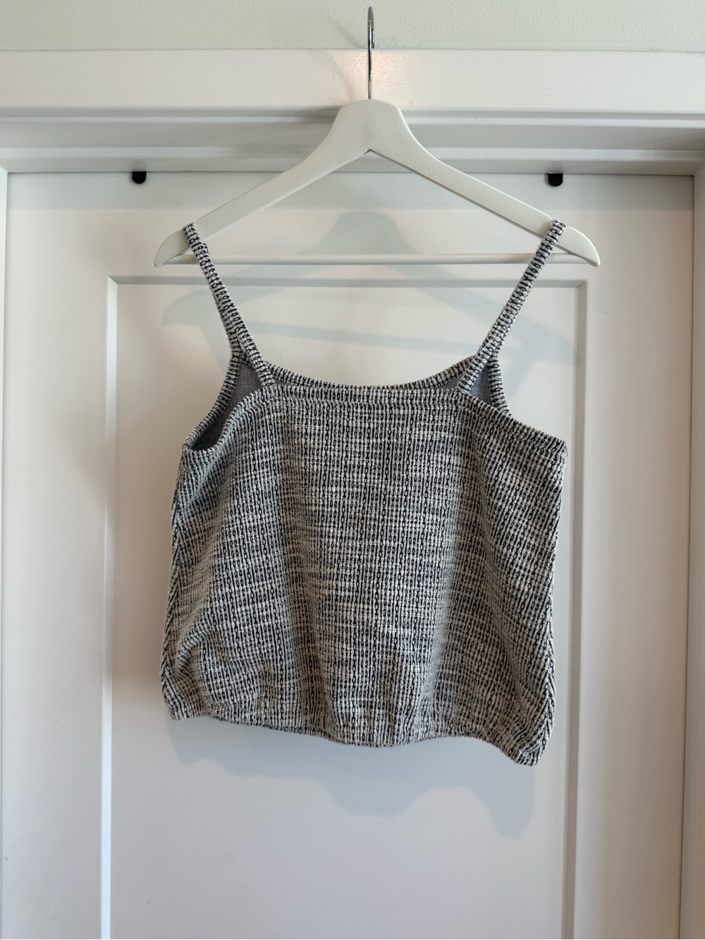 LOFT Gray Knit Spaghetti-Strap cropped